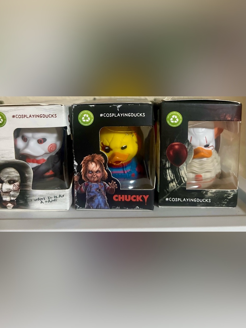 Chucky Cosplaying Duck - Yellow Rubber Duck Collectible 3 Horror Set
